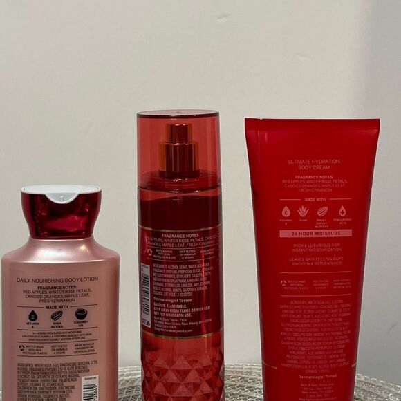 BBW Winter Candy Apple body Lotion, body cream and fragrance mist set of 3 NWT - Picture 2 of 2